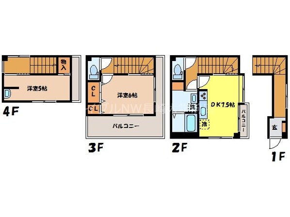 新大工町駅 徒歩4分 2階の物件間取画像